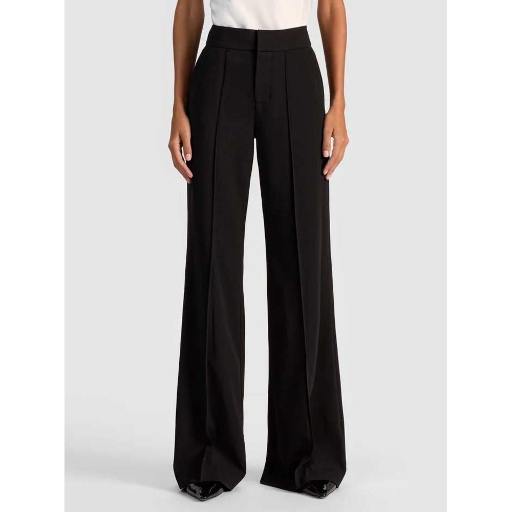 Alice + Olivia Black‎ Wide Leg Dylan Trousers Pleated Dress Pants Womens
